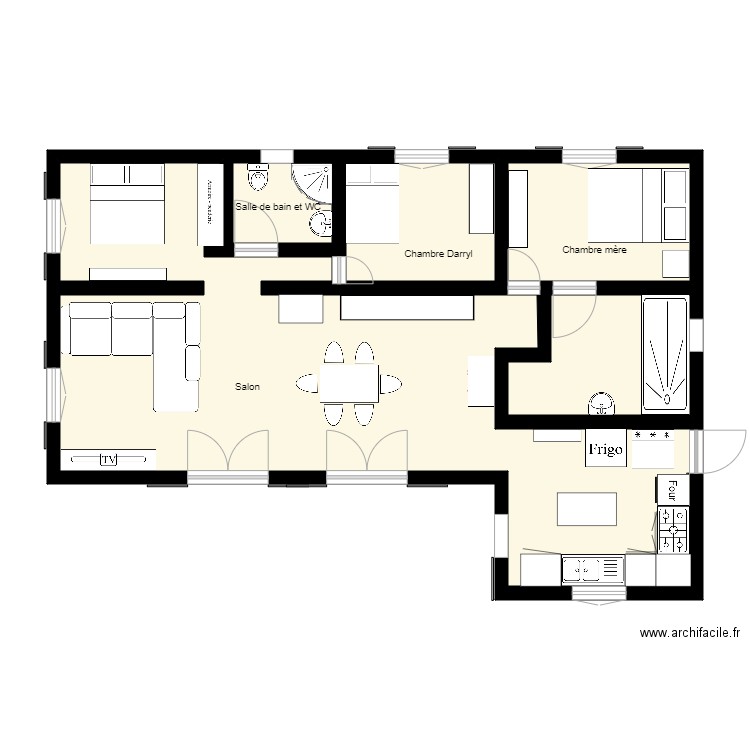 Darryl joseph reinette. Plan de 5 pièces et 68 m2