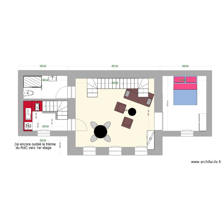 potager 1er étage projet R+2 option basse. Plan de 1 pièce et 25 m2