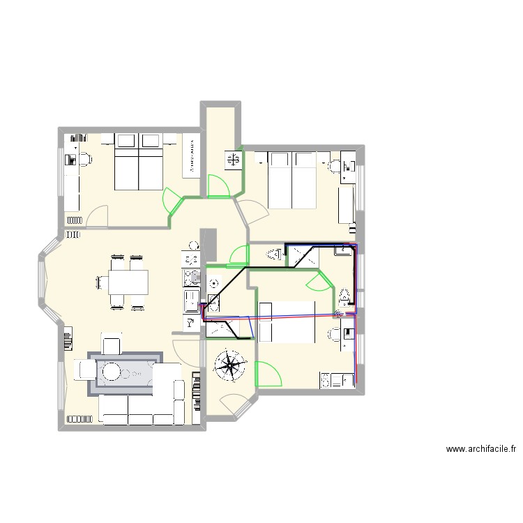 Projet. Plan de 9 pièces et 84 m2