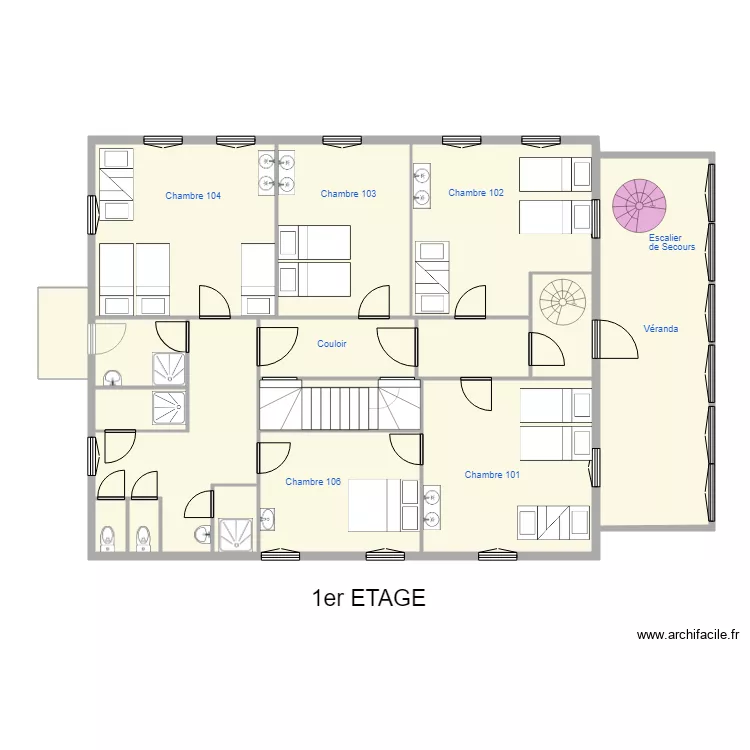 Fritz Stephan Etage 1 acc&egrave;s public. Plan de 