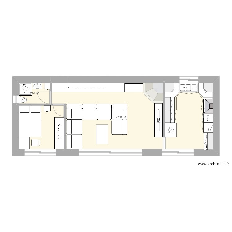 PIERRE DURBEC 13 X 5 = 65 M2..... Plan de 2 pièces et 50 m2