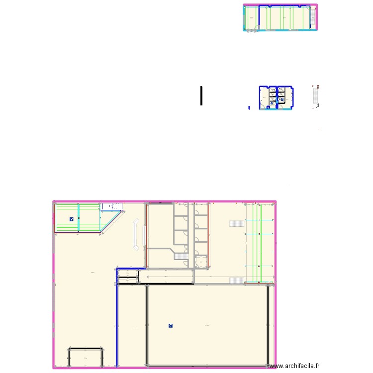 Plan batiment niveau 4. Plan de 44 pièces et 3013 m2