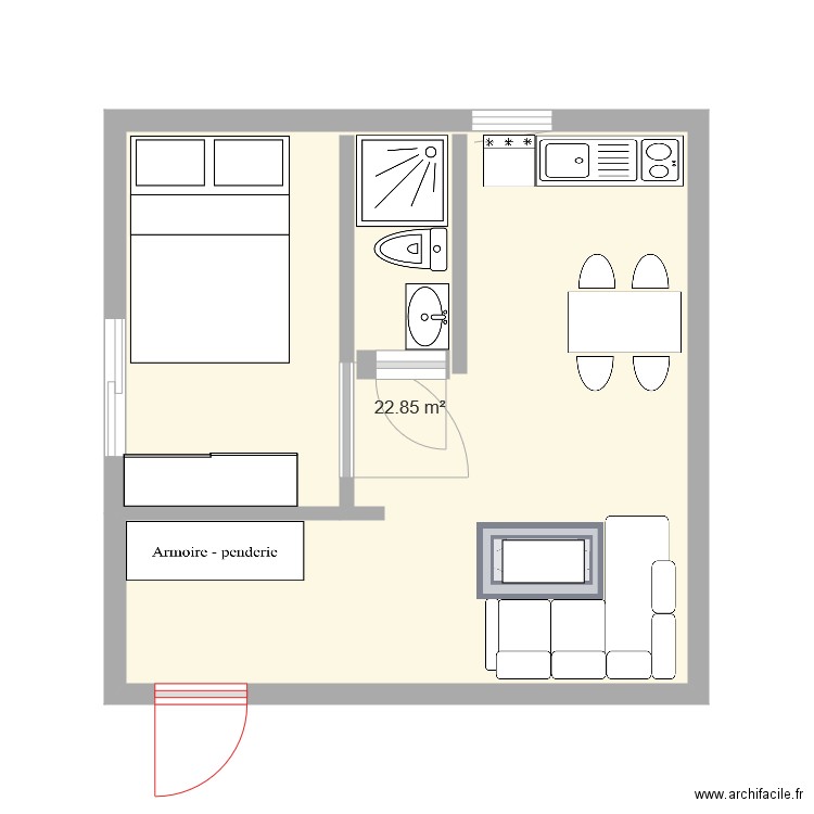 Studio 25m2 Plan dessiné par archimoub