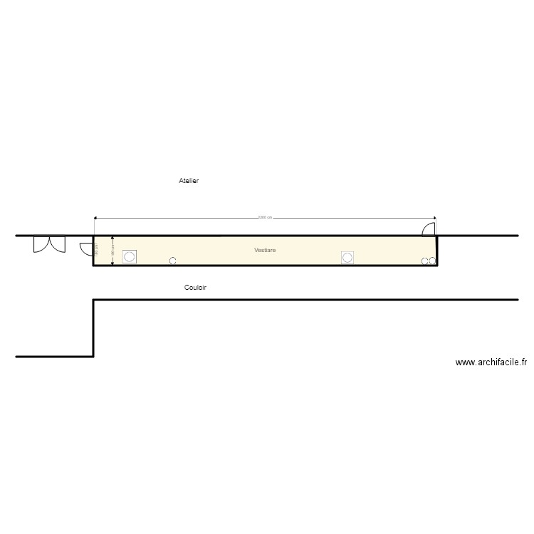 Vestiaire vue dessus. Plan de 0 pièce et 0 m2