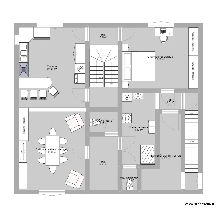 SaintGeorges. Plan de 12 pièces et 94 m2