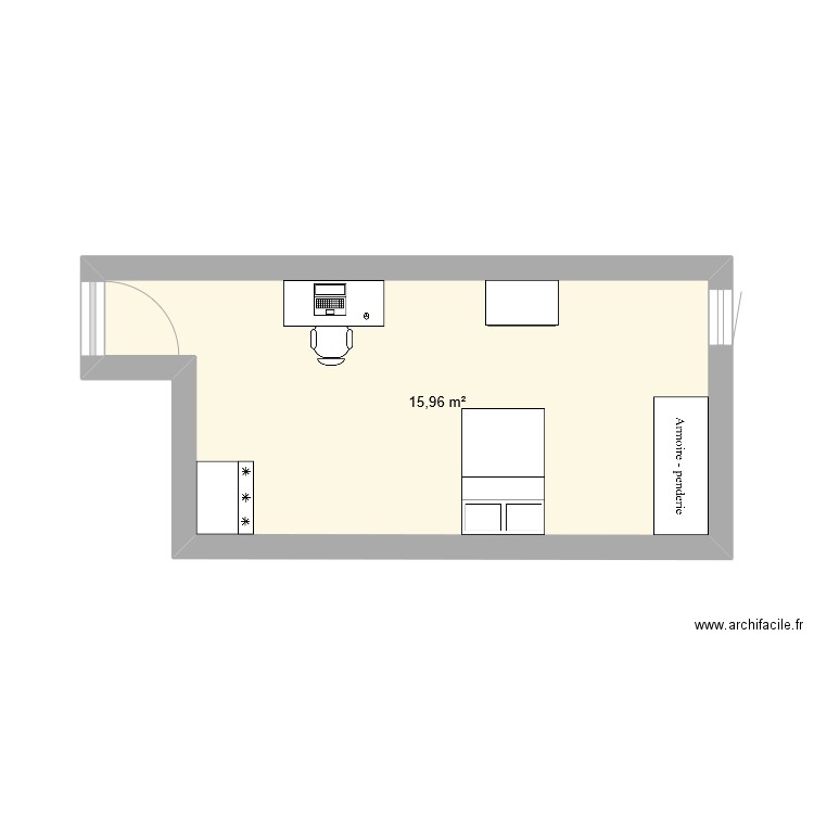 CHMABRE DZ213. Plan de 1 pièce et 16 m2