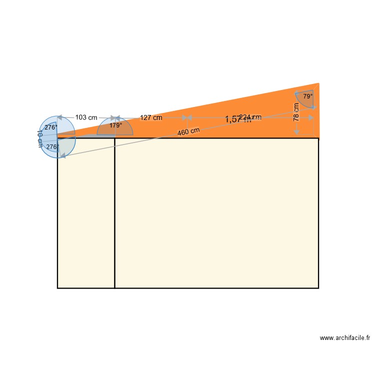 extension volx façade est. Plan de 1 pièce et 2 m2