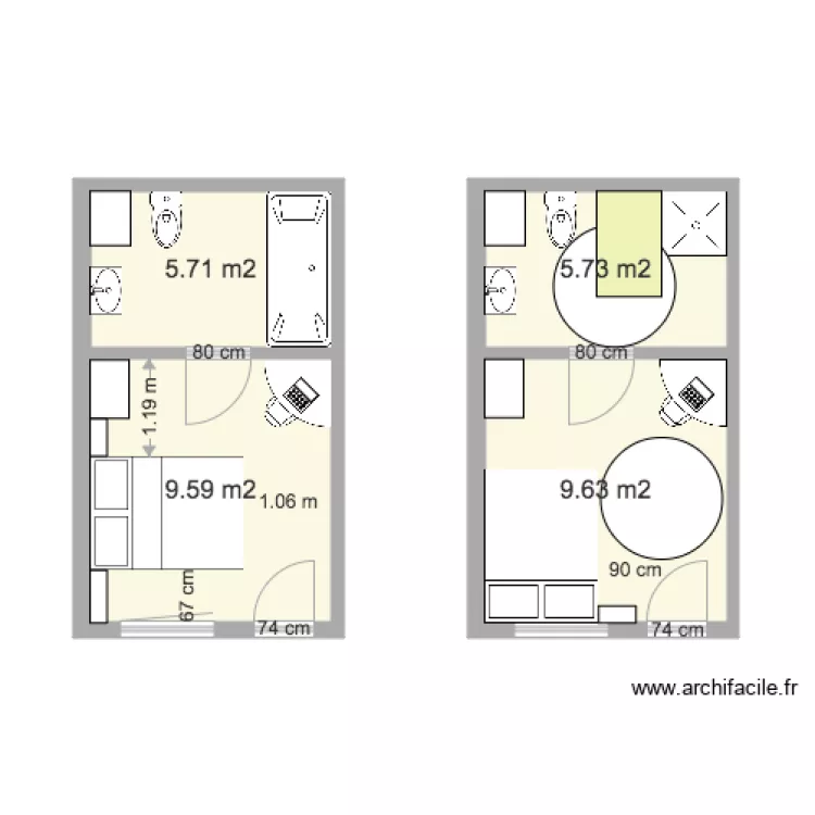 Chambre 2 AGORA. Plan de 