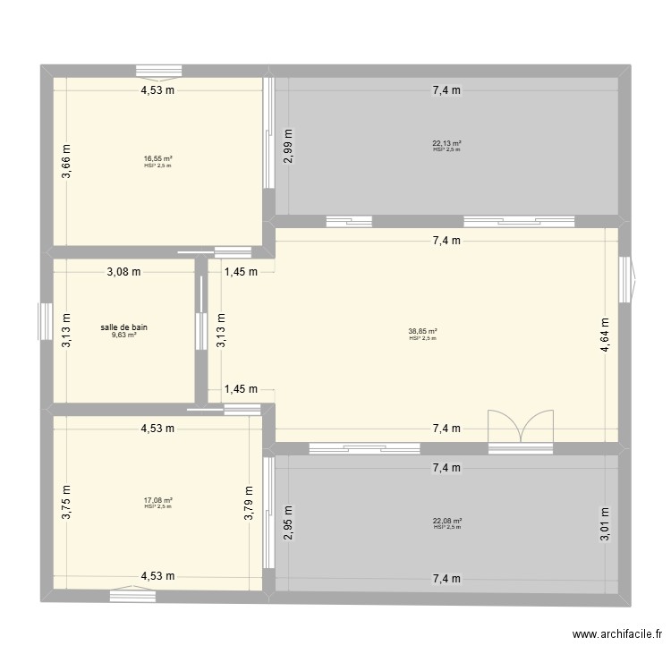 maison containers. Plan de 6 pièces et 126 m2