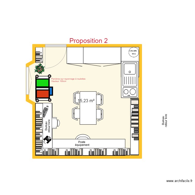 JARDIN PUB proposition 2. Plan de 1 pièce et 15 m2