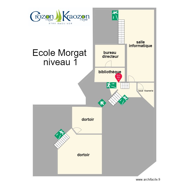 plan école Morgat niveau 1. Plan de 0 pièce et 0 m2