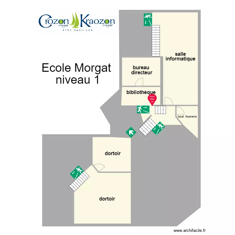 plan &eacute;cole Morgat niveau 1. Plan de 