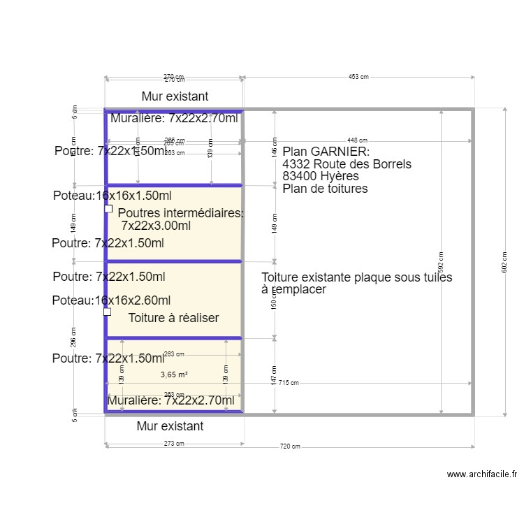 Plan GARNIER. Plan de 3 pièces et 11 m2