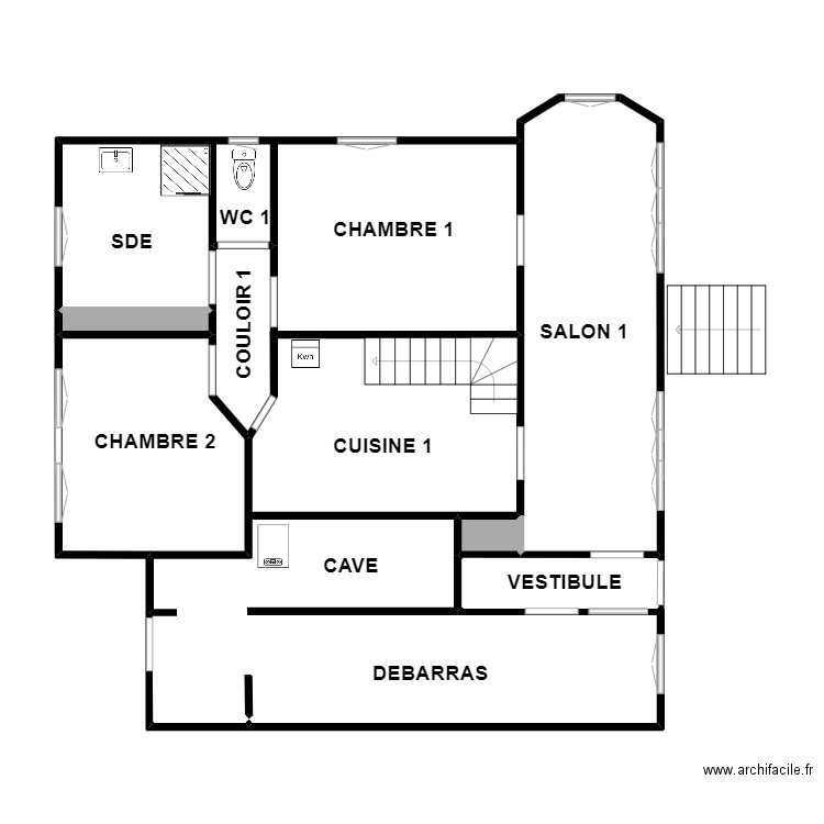 DAMIEN RDC. Plan de 8 pièces et 90 m2