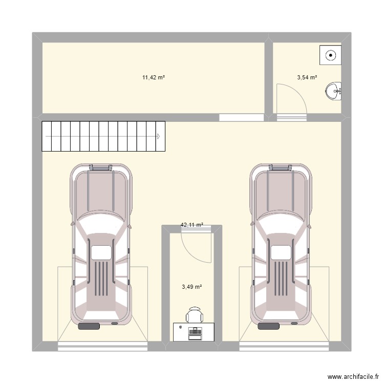 sous-sol. Plan de 4 pièces et 61 m2