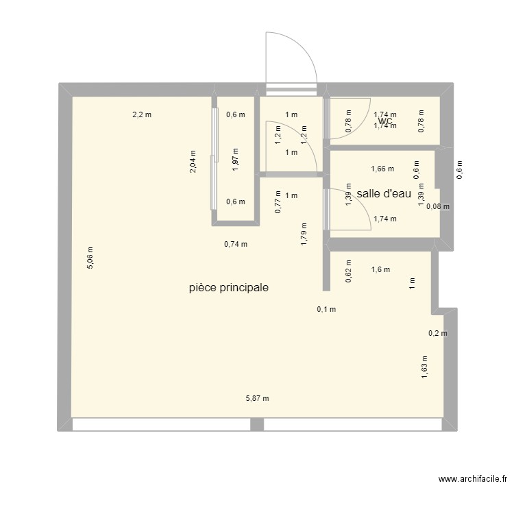 AUDREY Pano cuisine. Plan de 5 pièces et 28 m2