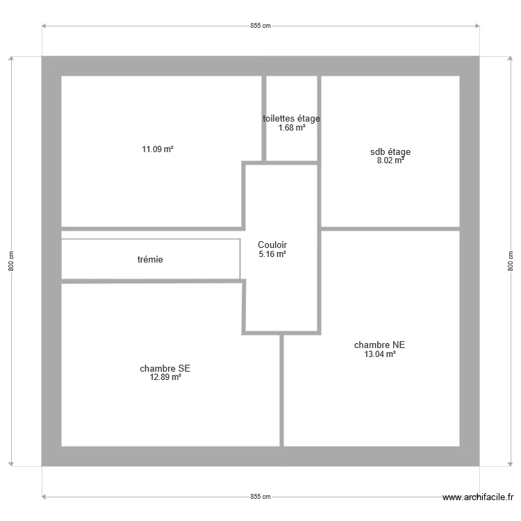 4 chambres avec avanc&eacute;e. Plan de 