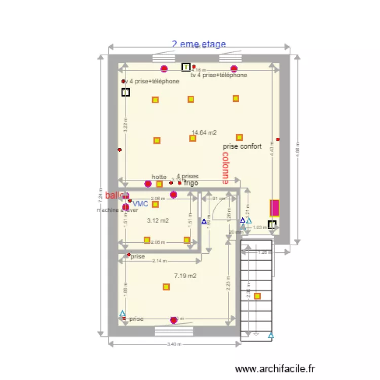 vignacout 2 eme etage habilit&eacute; &eacute;lectricit&eacute;. Plan de 
