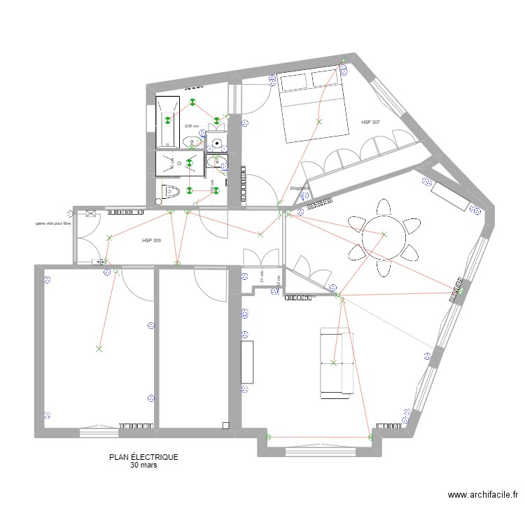 plan élec de Raynal 25 mars. Plan de 6 pièces et 87 m2