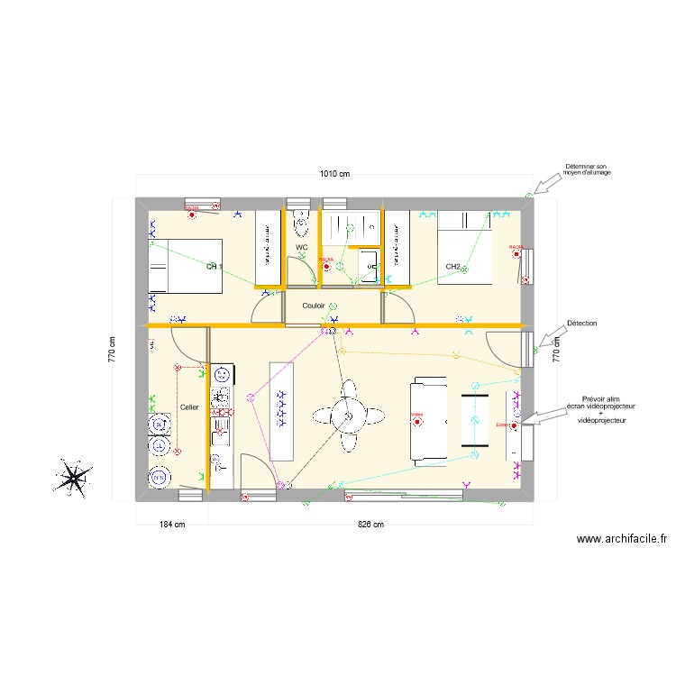 Maison Eric. Plan de 7 pièces et 65 m2