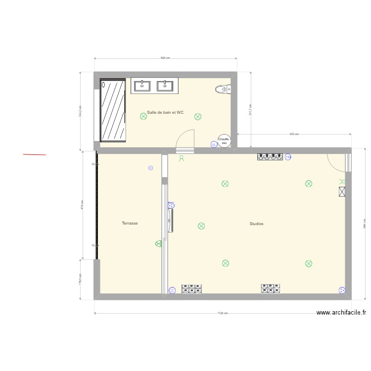 Studios. Plan de 0 pièce et 0 m2