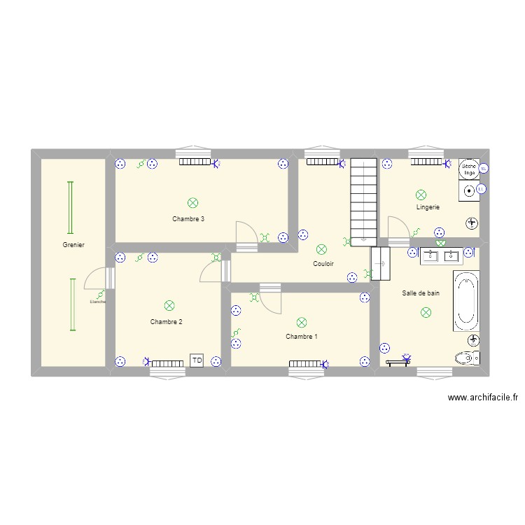 yung etage. Plan de 0 pièce et 0 m2