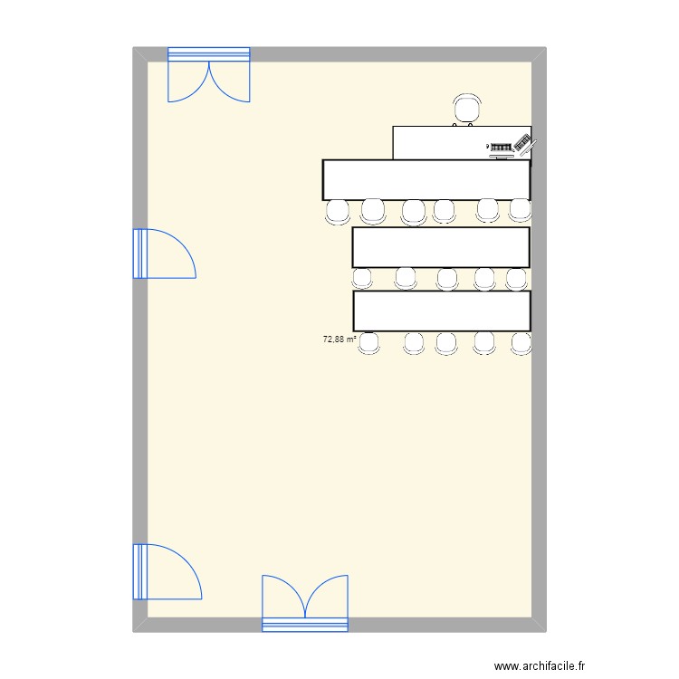 salle S 34. Plan de 1 pièce et 73 m2