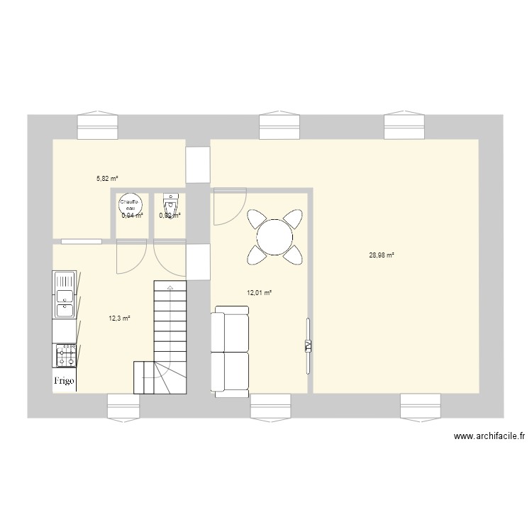 mautfaucon étage. Plan de 6 pièces et 61 m2