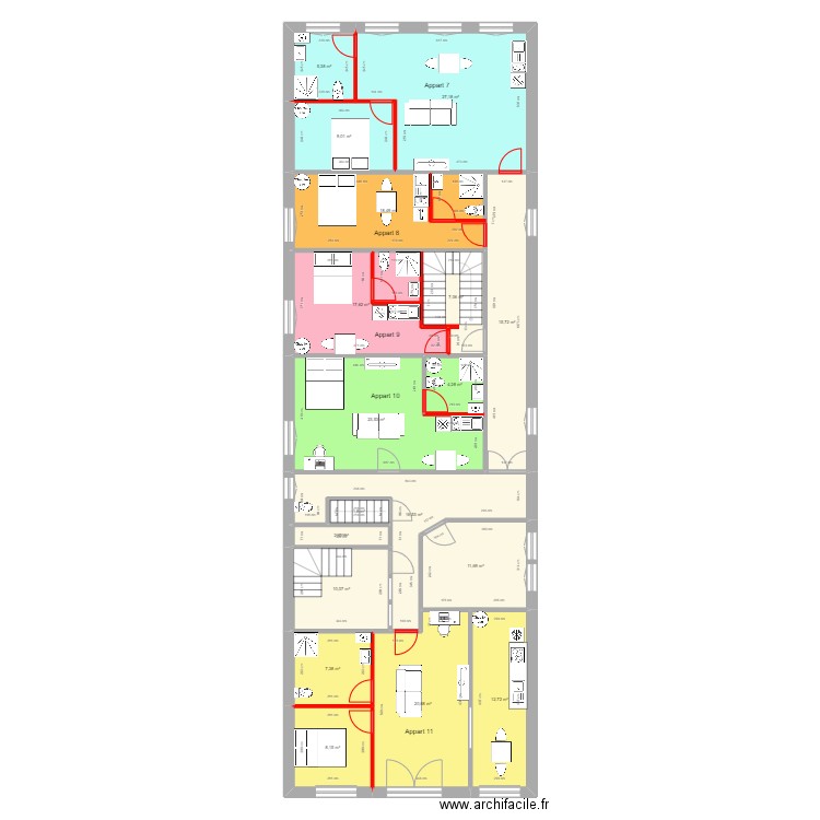 BARDEZ R+1 OLORON modifié. Plan de 18 pièces et 220 m2