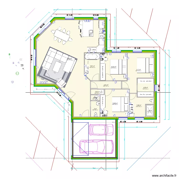 Muller meubl&eacute; PC. Plan de 