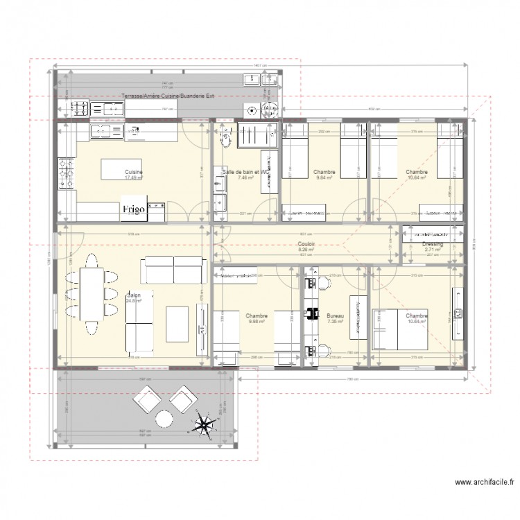 F5 Cuisine fermée Toit 3 Pans. Plan de 0 pièce et 0 m2