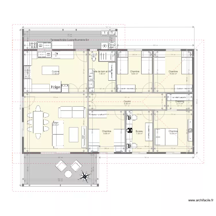 F5 Cuisine fermée Toit 3 Pans. Plan de F5 Cuisine fermée Toit 3 Pans. Plan de