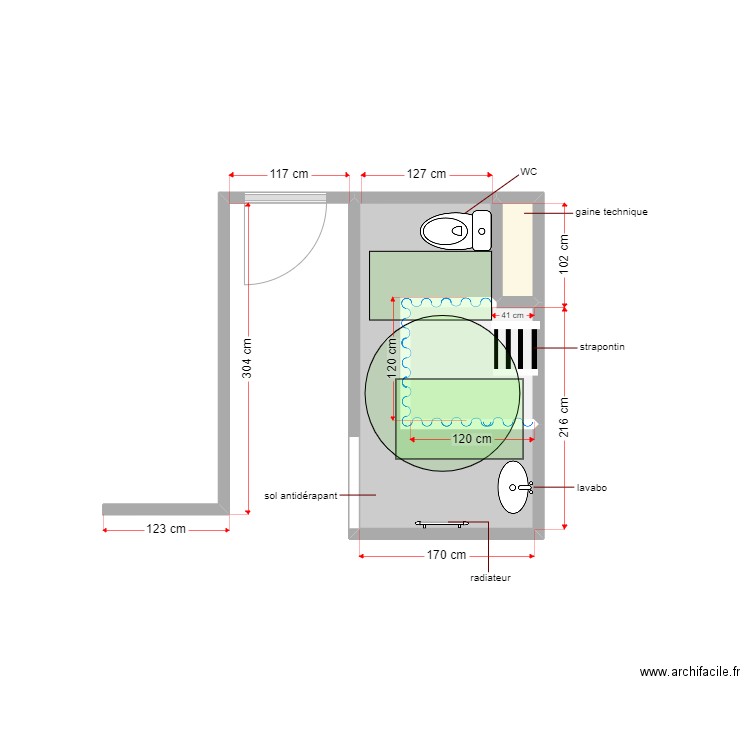 plan projeté dossier 5368. Plan de 3 pièces et 5 m2