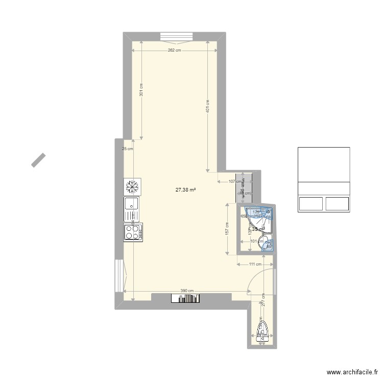 Chabrol mezzanine en studio 2. Plan de 2 pièces et 29 m2