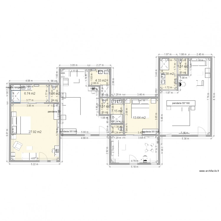 plan JF chambres. Plan de 0 pièce et 0 m2
