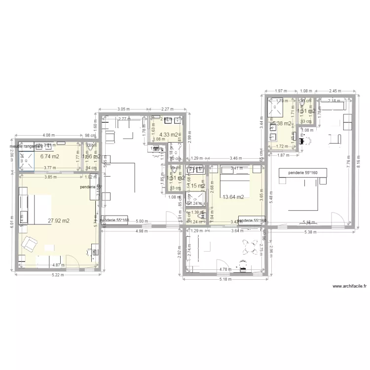 plan JF chambres. Plan de 