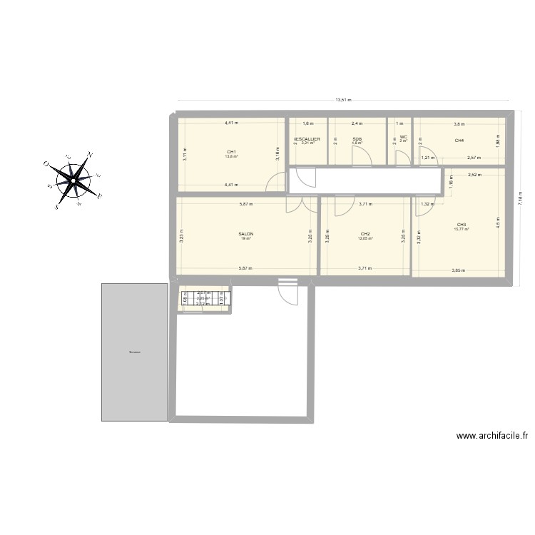 renov2. Plan de 9 pièces et 80 m2