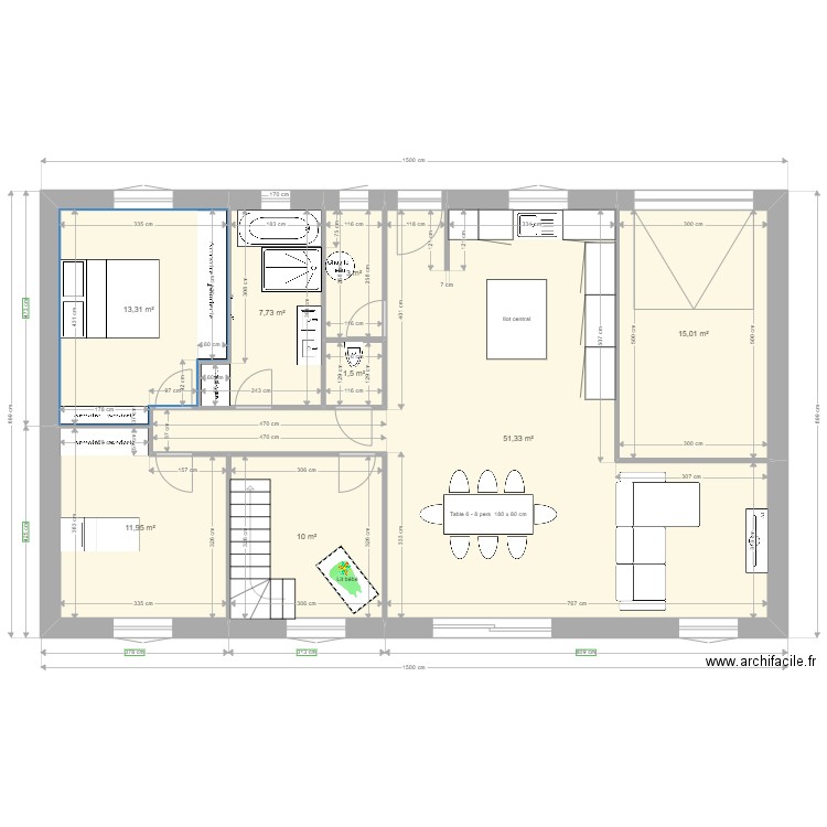 Maison 3ch + Comble aménagable. Plan de 0 pièce et 0 m2