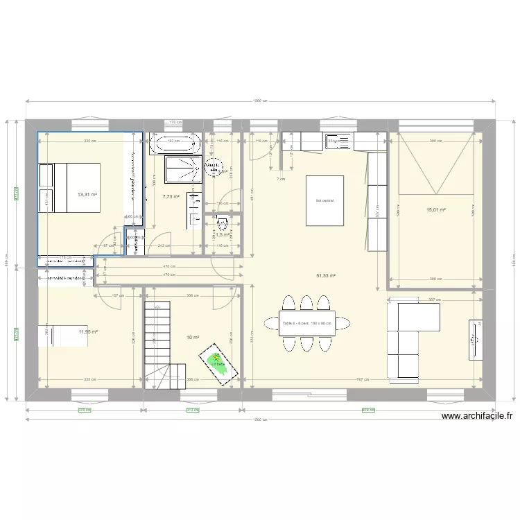 Maison 3ch + Comble am&eacute;nagable. Plan de 