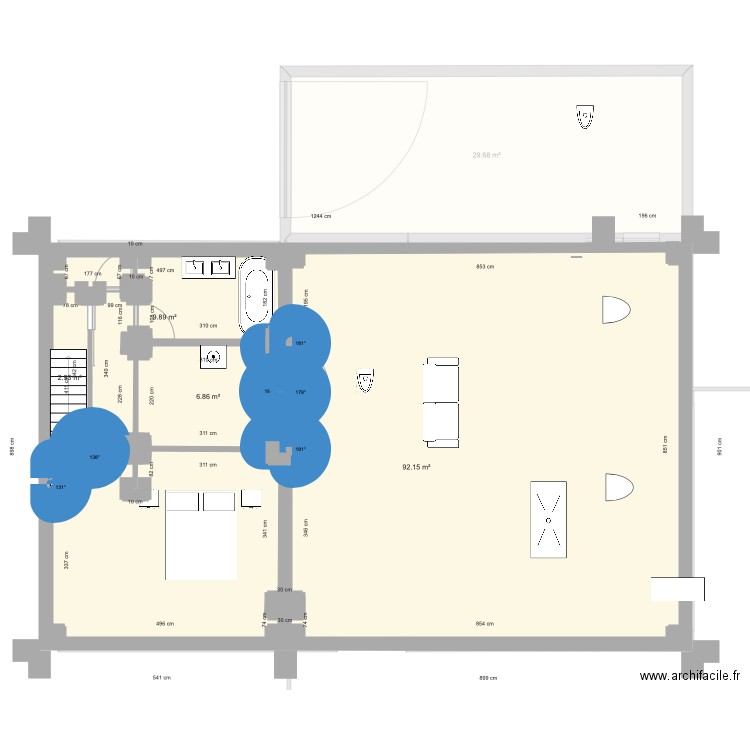 Plan extension salon 12 x 8 V7. Plan de 0 pièce et 0 m2