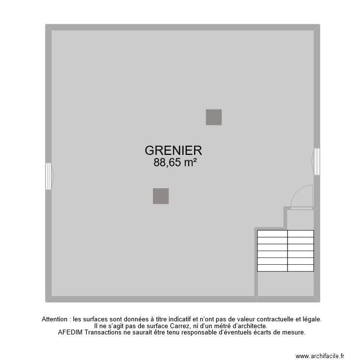 BI 7880 GRENIER . Plan de 2 pièces et 95 m2