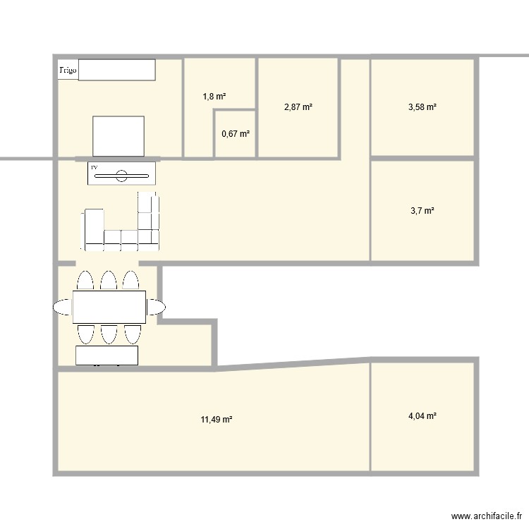 Appartement verdun. Plan de 8 pièces et 78 m2