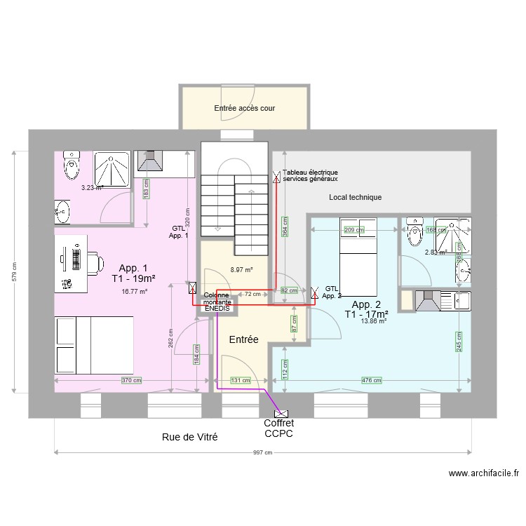 Nantes RDC 1 modif 3. Plan de 0 pièce et 0 m2