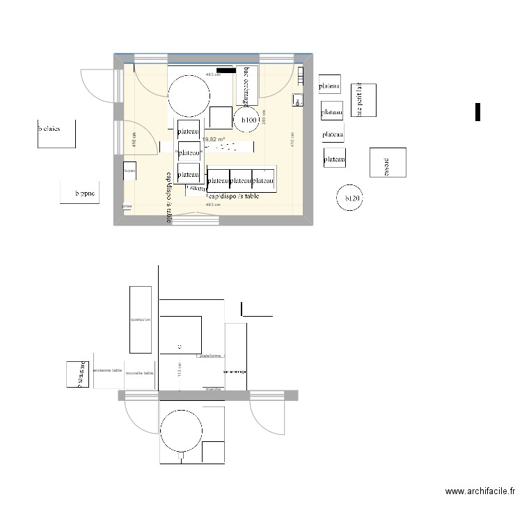 salle de fab 270722. Plan de 1 pièce et 20 m2