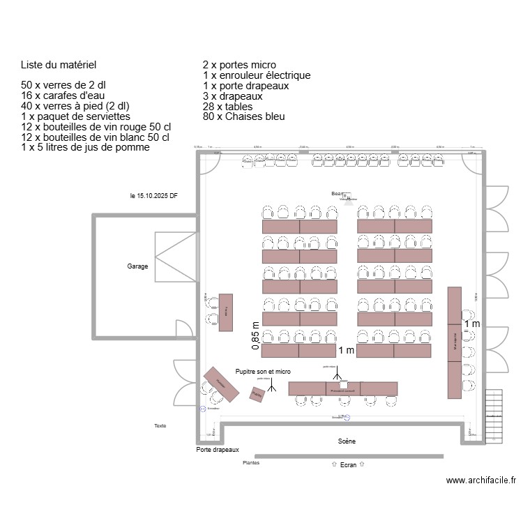 plans conseil communal. Plan de 2 pièces et 208 m2