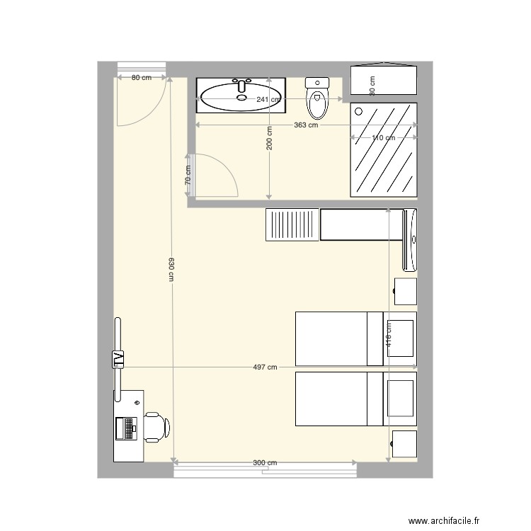 chambre B façade Etage 1 2. Plan de 0 pièce et 0 m2