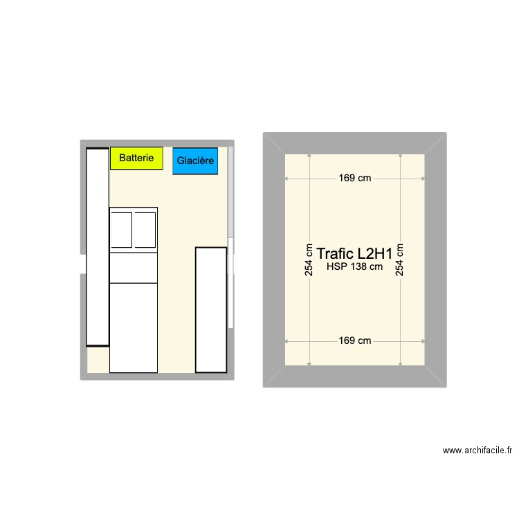 VAN. Plan de 2 pièces et 9 m2