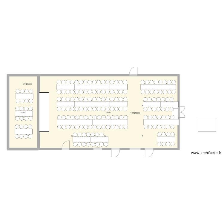 Cercle pièce principale. Plan de 2 pièces et 187 m2