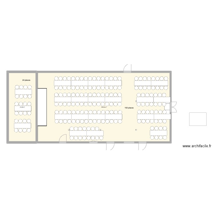 Cercle pièce principale. Plan de 2 pièces et 187 m2