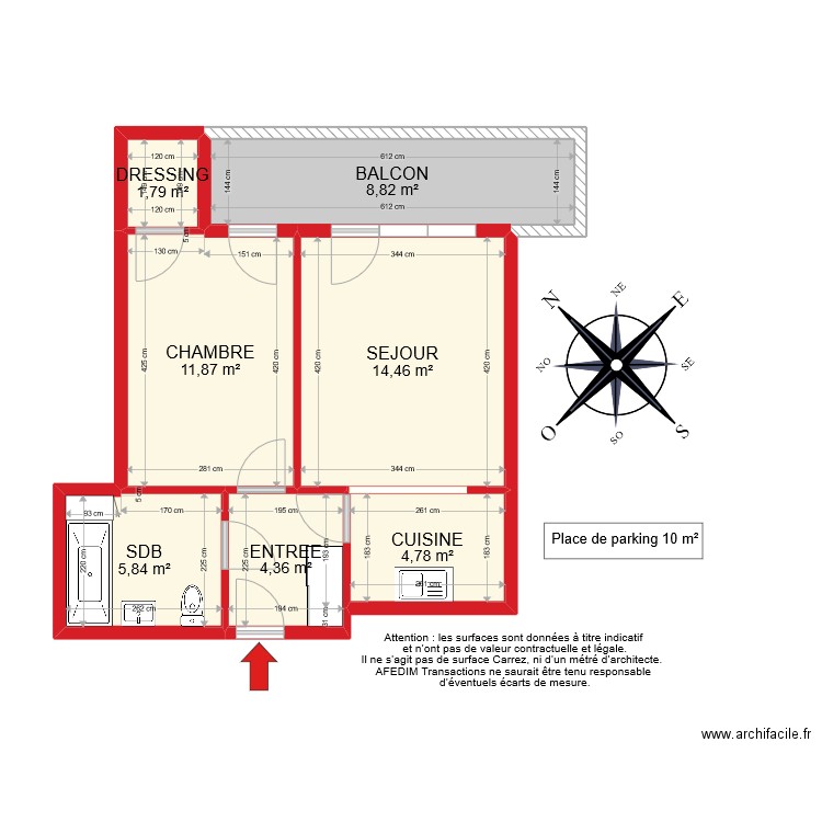 BI 10374 . Plan de 7 pièces et 52 m2